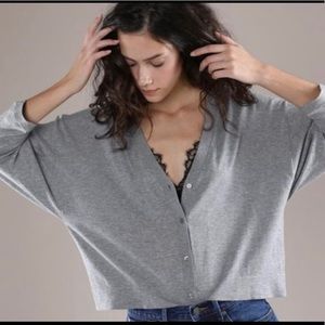 Grana gray dolman sleeve cropped cardigan